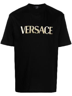 Versace - Black Logo Print Cotton T-Shirt