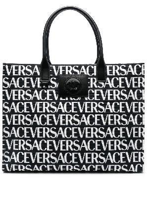 Versace - Black Logo Print Tote Bag