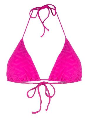 Versace - Pink La Greca-Jacquard Bikini Top