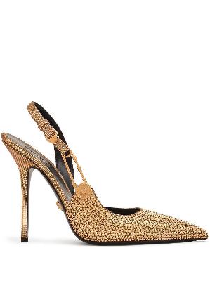Versace - Gold Safety Pin 110 Leather Pumps