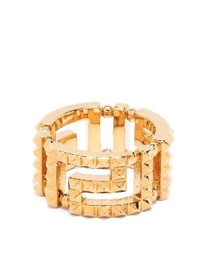 Versace - Gold Tone Monogram Spike Ring
