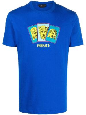 Versace - Blue Card Print T-Shirt