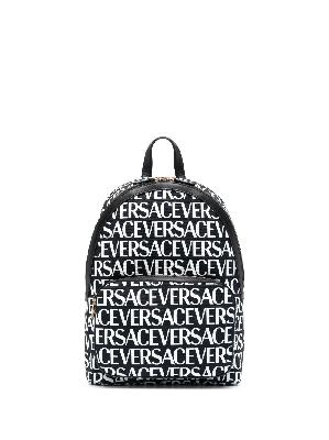 Versace - Black And White All-Over Logo Print Backpack