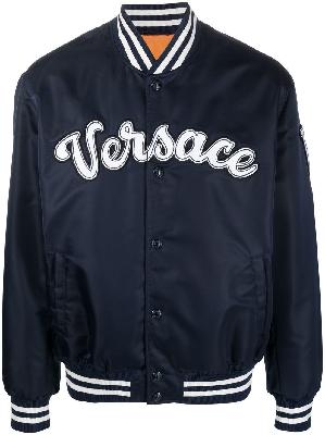 Versace - Blue Logo Patch Bomber Jacket