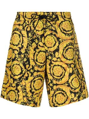 Versace - Gold-Tone Barocco Print Swim Shorts