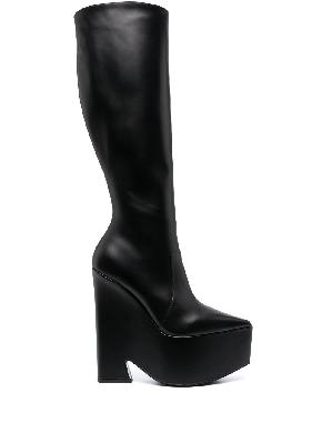 Versace - Black Tempest Leather Knee-High Platform Boots