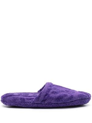 Versace - Purple Towelling-Logo Slippers