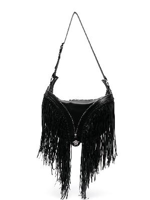 Versace - Black Repeat Fringed Shoulder Bag