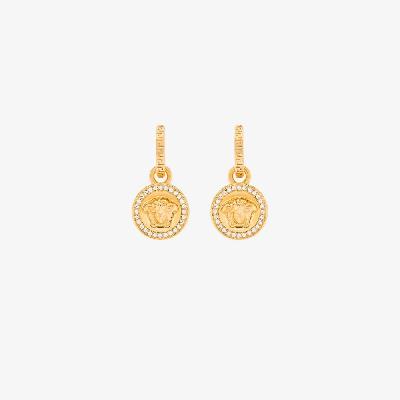 Versace - Gold Tone Greca Medusa Crystal Earrings