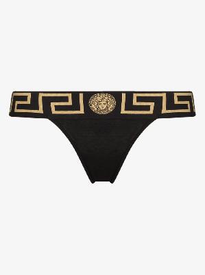 Versace - Black Greca Border Thong
