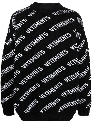 VETEMENTS - Black Logo Intarsia Wool Sweater