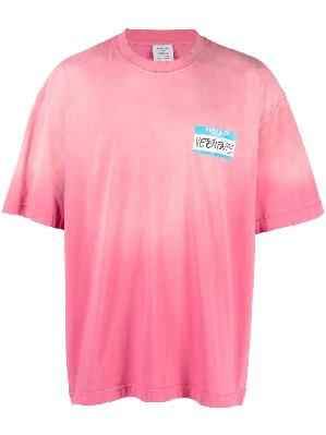 VETEMENTS - Pink My Name Is Cotton T-Shirt