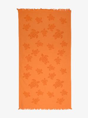 Vilebrequin - Orange Turtle Motif Cotton Beach Towel