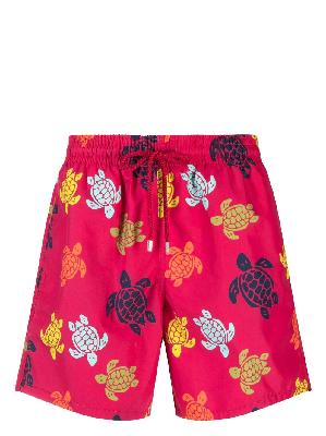 Vilebrequin - Red Ronde Des Tortues Printed Swim Shorts
