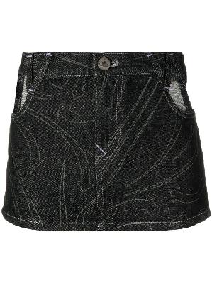 Vivienne Westwood - Black Printed Denim Mini Skirt