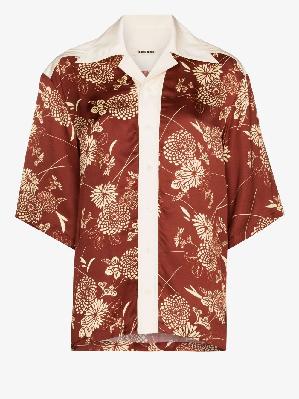Wales Bonner - X Browns Focus Red Floral Print Cotton Shirt