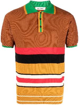 Wales Bonner - Brown Striped Polo Shirt
