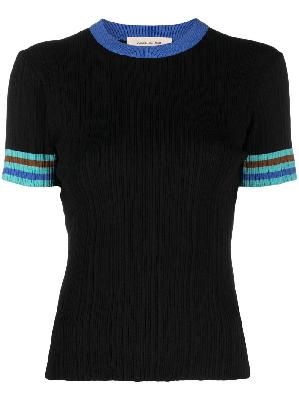 Wales Bonner - Black Stripe Detail Pleated T-Shirt