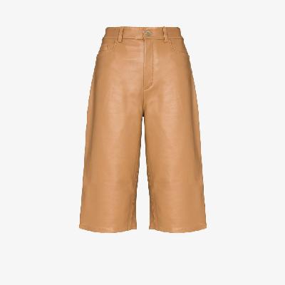 Wandler - Neutral Poppy Knee-Length Leather Shorts