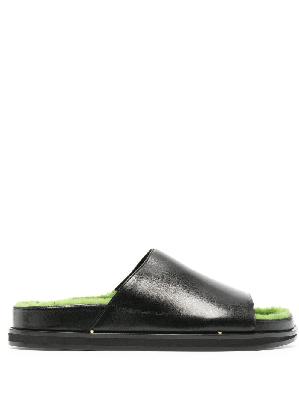 Wandler - Black Vera Shearling-Lined Leather Sandals
