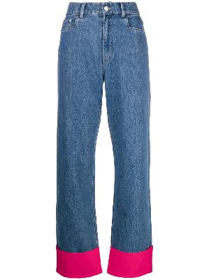 Wandler - Blue Poppy Contrast Cuff Straight-Leg Jeans