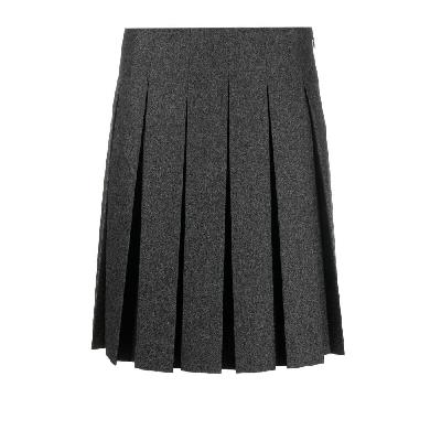 We11done - Grey Pleated Midi Skirt