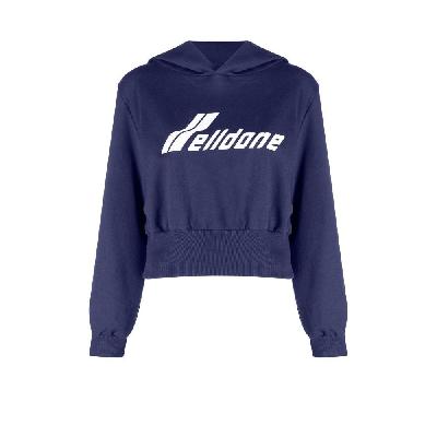 We11done - Blue Logo Cotton Hoodie