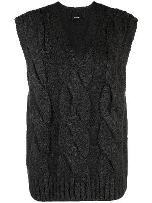 We11done - Grey Sleeveless Cable Knit Top