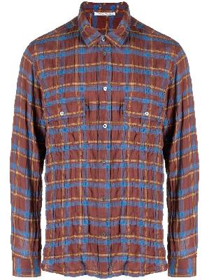 Wood Wood - Red Avenir Checked Crinkled Cotton Shirt