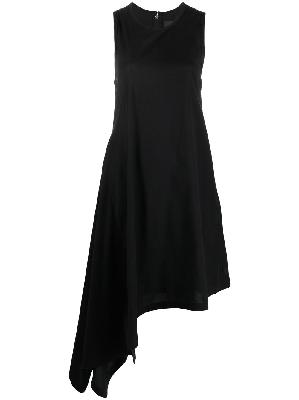 Y-3 - Black Asymmetric Sleeveless Dress