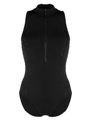 Y-3 - Black High-Neck Half-Zip Swimsuit