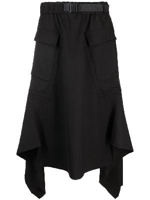 Y-3 - Black Belted Asymmetric Midi Skirt