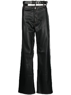 Y/Project - Black Cut-Out Faux Leather Wide-Leg Trousers