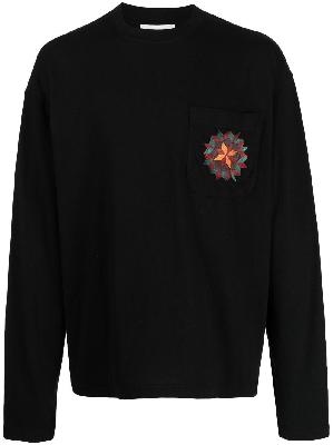 YMC - Black Embroidered Logo Long Sleeved T-Shirt