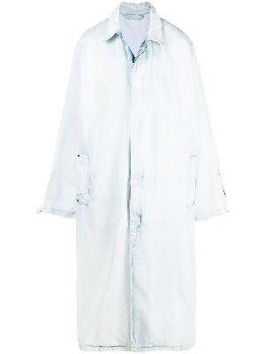 032c washed long-sleeve denim overcoat