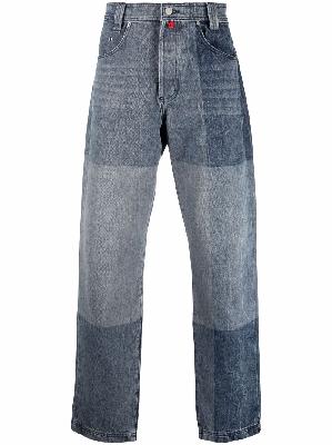 032c colour-block straight-leg jeans