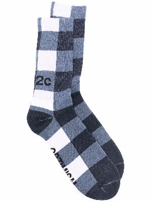 032c check-print ankle socks