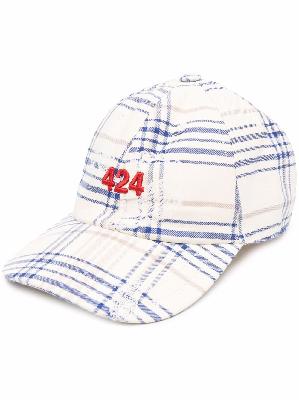 424 checked logo-embroidered cap