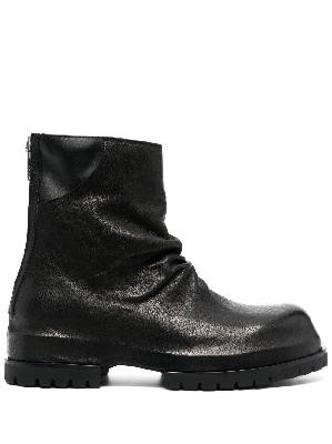 424 ruched leather ankle boots