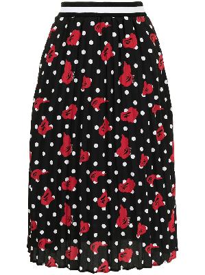 A BATHING APE® polka-dot pleated midi skirt