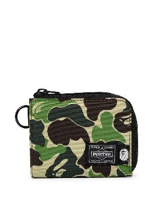 A BATHING APE® logo-patch camouflage wallet