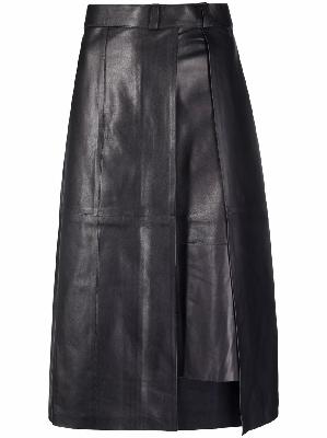 Aeron A-line leather midi skirt