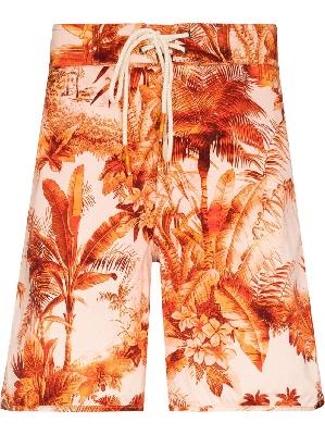 Alanui palm-tree print swim shorts