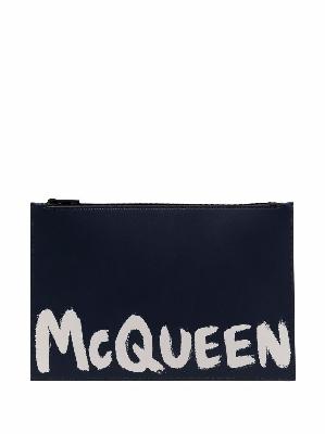 Alexander McQueen logo-print clutch bag