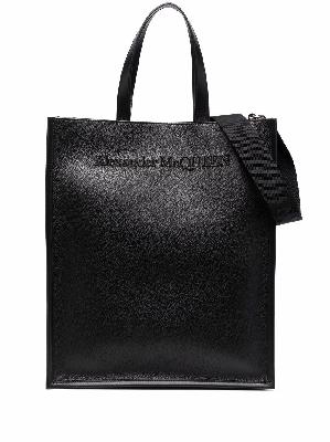Alexander McQueen embroidered logo leather tote