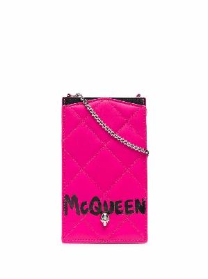 Alexander McQueen logo-print leather phone case