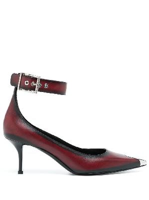Alexander McQueen buckled pointed leather pumps