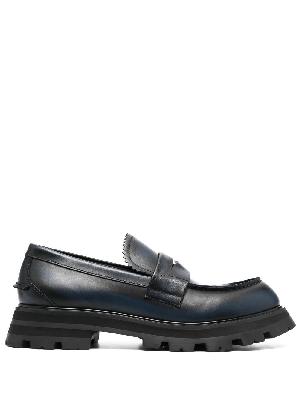 Alexander McQueen ridged swirl-design leather loafers