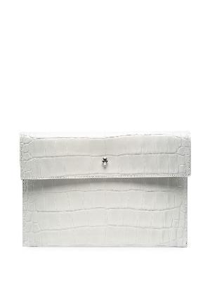 Alexander McQueen crocodile-embossed skull clutch bag