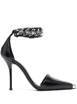 Alexander McQueen chain-embellished leather pumps